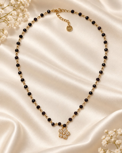 Elegant black beaded - elegant, flower