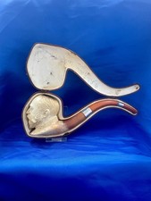 Antique Large Carved Meerschaum nd Amber pipe carved as King Edward VII