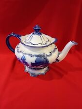 Vintage Sadler Ironstone Blue and White Teapot Staffordshire England