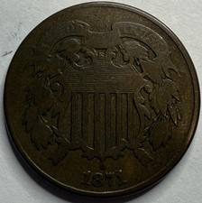 1871 US 2 Cent Coin 2c Exact