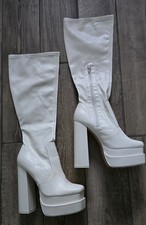 Cream Knee High Boots 8UK