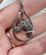 Estate Vintage Sterling silver 925 Chain necklace & Horse Pendant 20"