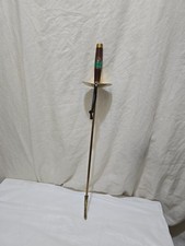 Antique Fire Poker with ornamental unusual handle in brass53 cm with brass shaft