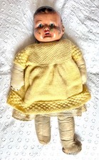 Vintage 1940s doll with pot head and fabric body