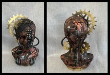 Steampunk 16" Hat Display Jewellery Mannequin Head Apocalypse Metal Effect (E)