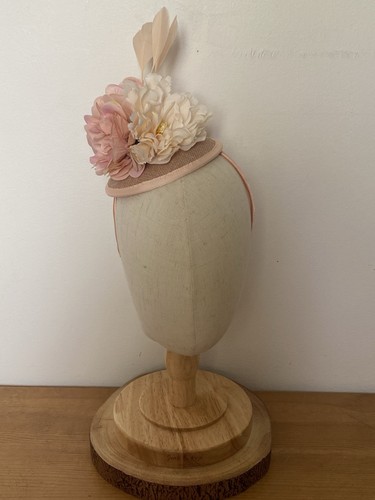Blush pink cream pillbox hat - pink,