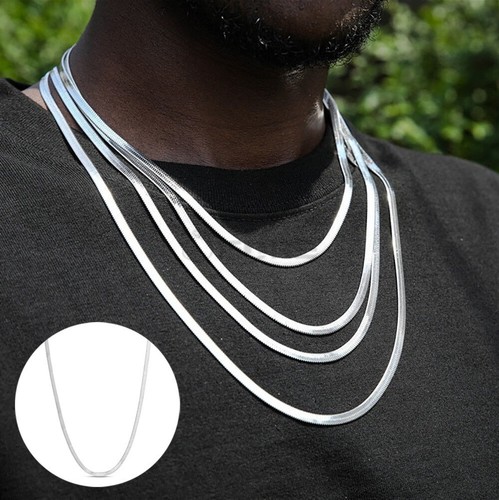 Herringbone necklace 4mm flat - necklace,