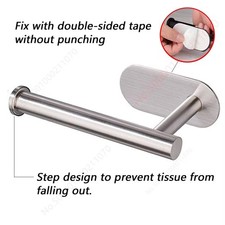 Stainless Steel Toilet Roll Paper Holder Strong Self Adhesive Stick Wall Mount