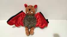 Retired 1999 Jelly Cat Bat - brown and red zip zap - USED SEE DESCRIPTION