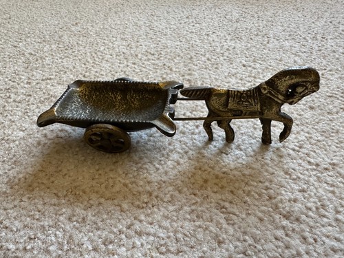 Vintage brass horse - brass, cart