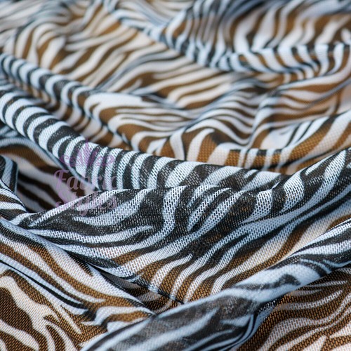 Blue zebra mesh fabric - fabric, four