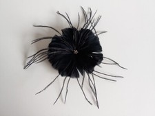 Black Feather & Diamante Fascinator Corsage Hair Clip Accessory Corsage Brooch