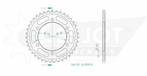 Rear sprockets esjot - rear, 39t