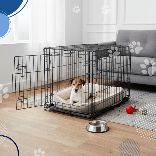 Sturdy black dog cage - sturdy,
