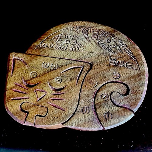 Vintage hand carved - vintage, cat