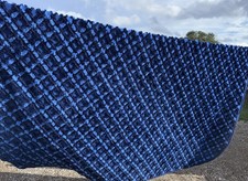 Vintage Candlewick chenille Stagmoss BedSpread Vibrant Blue  Checked 60/70s Rare