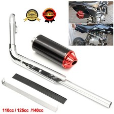 For 110cc 125cc 140cc Stainless Red Pit Dirt Bike Exhaust Pipe System Muffler