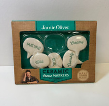 (NEW) Jamie Oliver Ceramic Cheese Markers - 5 x Stoneware Cheeseboard Signs