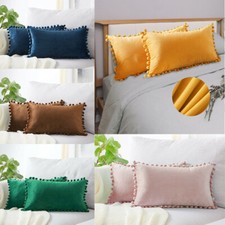Velvet Pom Pom Boudoir Cushion
