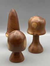 Set of 3 x Vintage wooden Mushrooms Toadstools ornaments tallest 17cm
