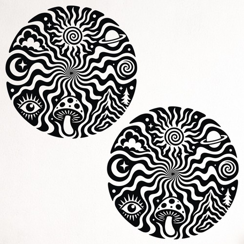 Psychedelic campervan - x2,