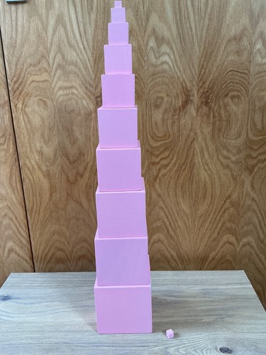 Montessori wooden pink tower - pink,