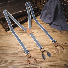 New Vintage Button Men's Stretchy Elastic Braces Suspenders 2.5cm Nylon Leather