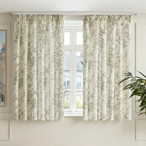 Green floral linen look - look, net
