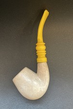 Vintage Meerschaum Smoking Pipe With Yellow Bakelite Stem
