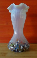 Kralik Opalescent Harlequin Glass Hand-blown 6'' Vase 1930s / 40s Great Cond.