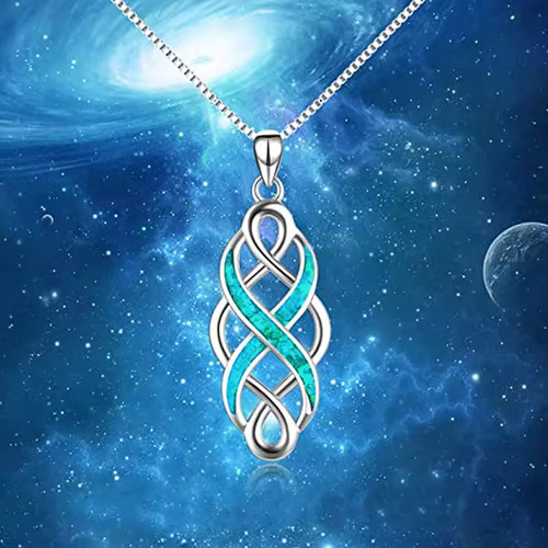 Opal silver celtic knot - opal,