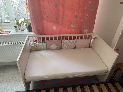 White wooden nursery cotbed - wooden,