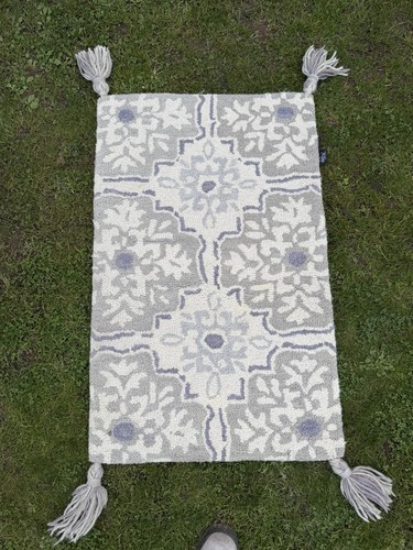 Handmade arty funky floral rug - handmade,
