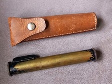 ANTIQUE BRASS INSTRUMENT SURVEYORS POCKET LEVEL IN LEATHER CASE