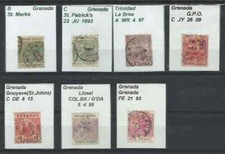 BRITISH GRENADA, 7 OLD STAMPS, GOOD CANCELS, VF