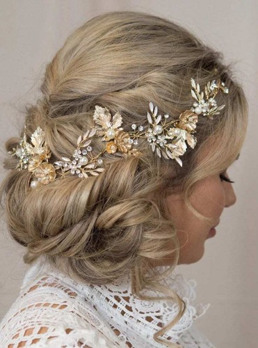 Gold bridal hair vine - bridal,