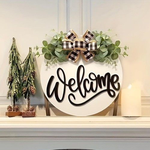 Welcome wooden hanging sign - wooden,