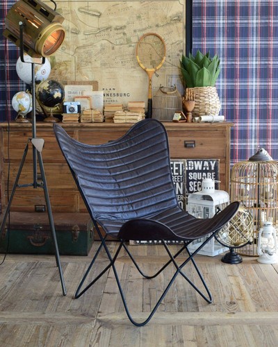 Vintage black leather and - vintage, iron