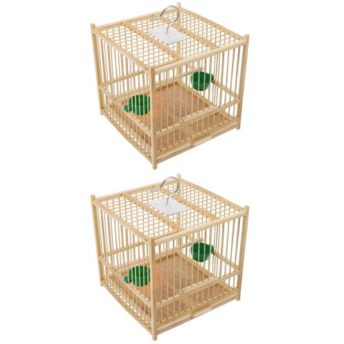 Beige bamboo bird cage - beige,