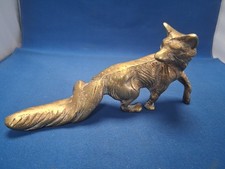 Vintage Fox Statue Solid Brass  Ornament  Weighs 1.1kg