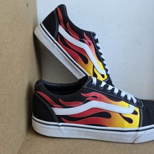 MENS VANS OLD SKOOL "GLOWING FLAME" SKATE LACE-UP TRAINERS  SHOES SIZE 10.5