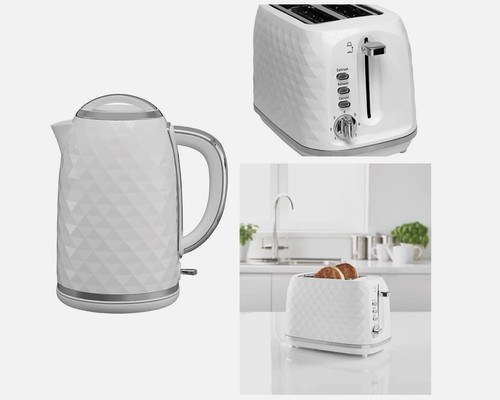 White diamond effect kettle - white,