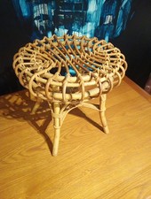 Vintage 1950's 1960's Franco Albini Lobsterpot Stool Bamboo Wicker Riviera Stool