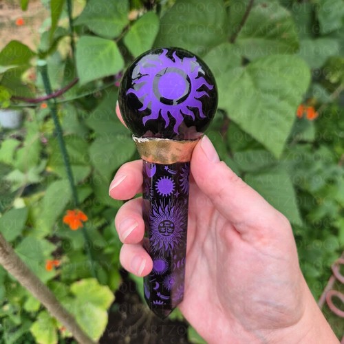 Large black obsidian wand - obsidian,