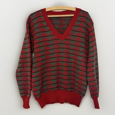 Jumper Stripe Wool Blend G B Pedrini Red Green Aztec Size Medium Vintage Jumper