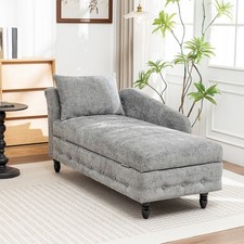 Chaise Lounge Sofa with Storage and Pillow for Living Room, Bedroom,Office, Grey