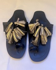 Figue Black Leather Thong