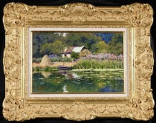 LUC DIDIER (b.1954) LARGE SIGNED FRENCH POST IMPRESSIONIST OIL - WATERLILIES 