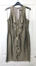 Coast Gold Satin Ruffle Dress Size 12