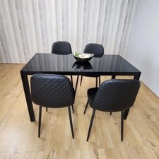 Black Glass Dining Table Set